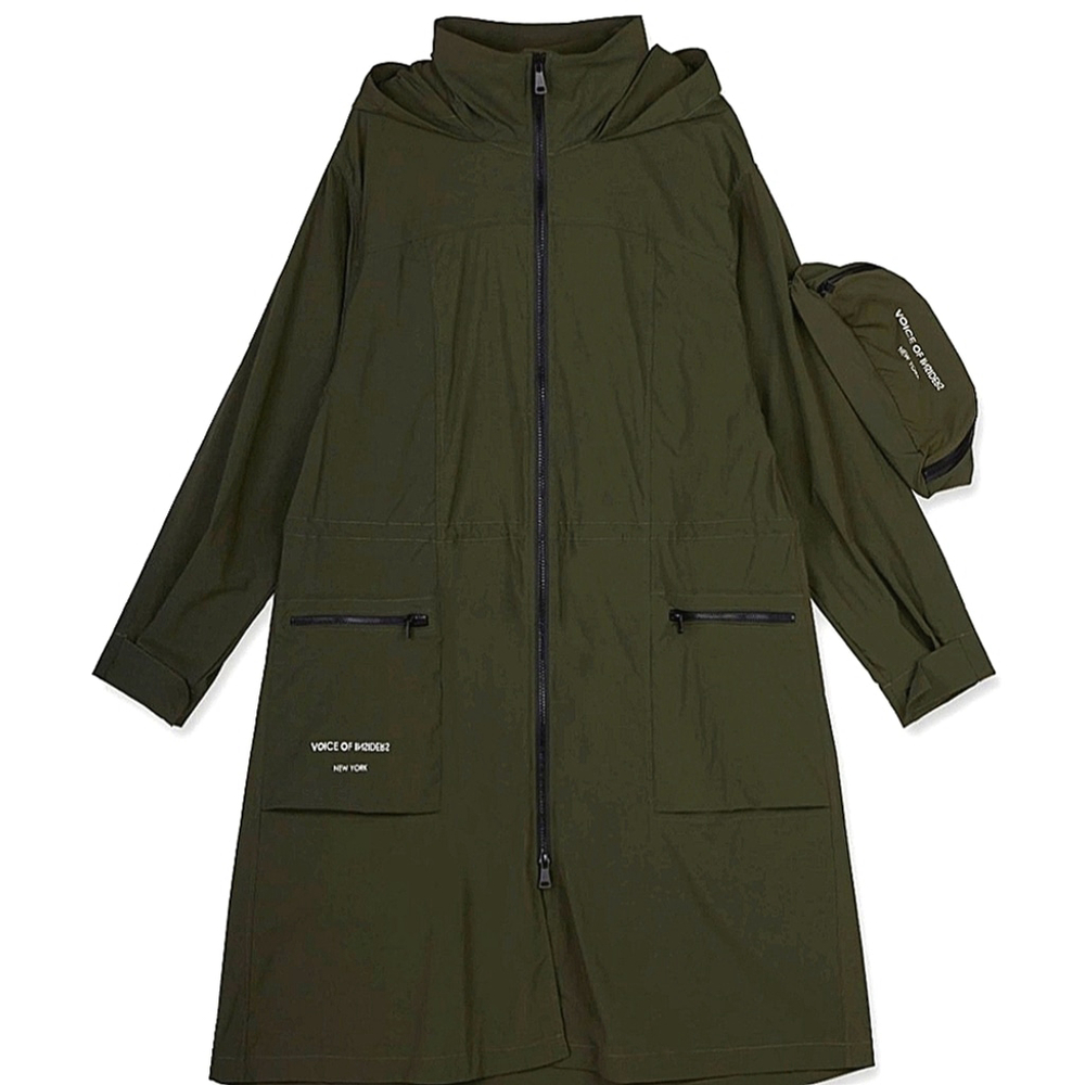 Voice Of Insiders Long Green Jacket Small Oversized Coat S Olive Green - Picture 3 of 13